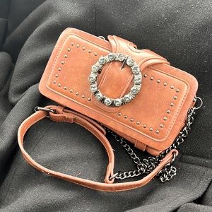 Brown faux leather purse